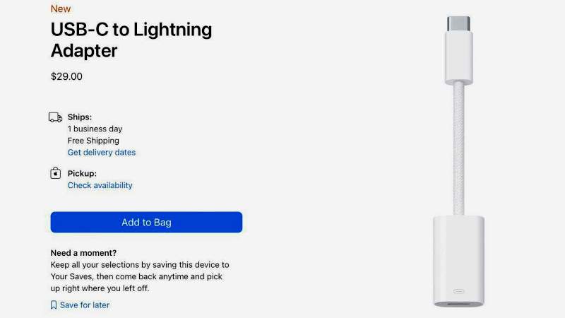 Apple принял стандарт  USB. Переходник с Lightning на USB Type 